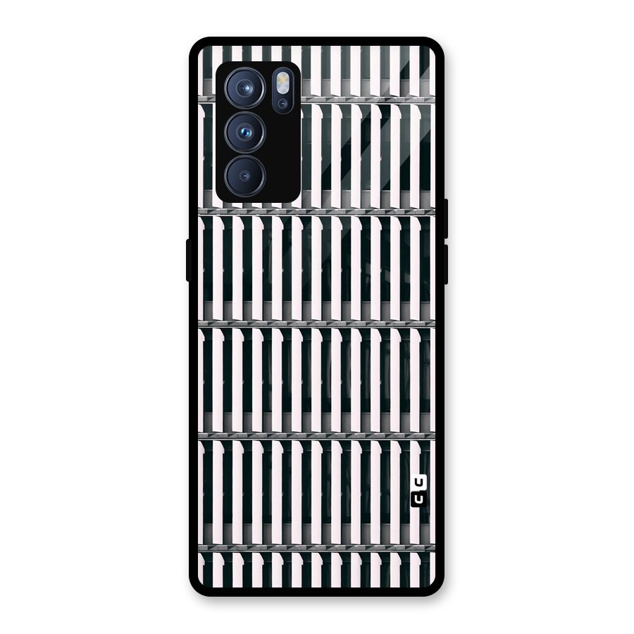 Dark Lines Pattern Glass Back Case for Oppo Reno6 Pro 5G