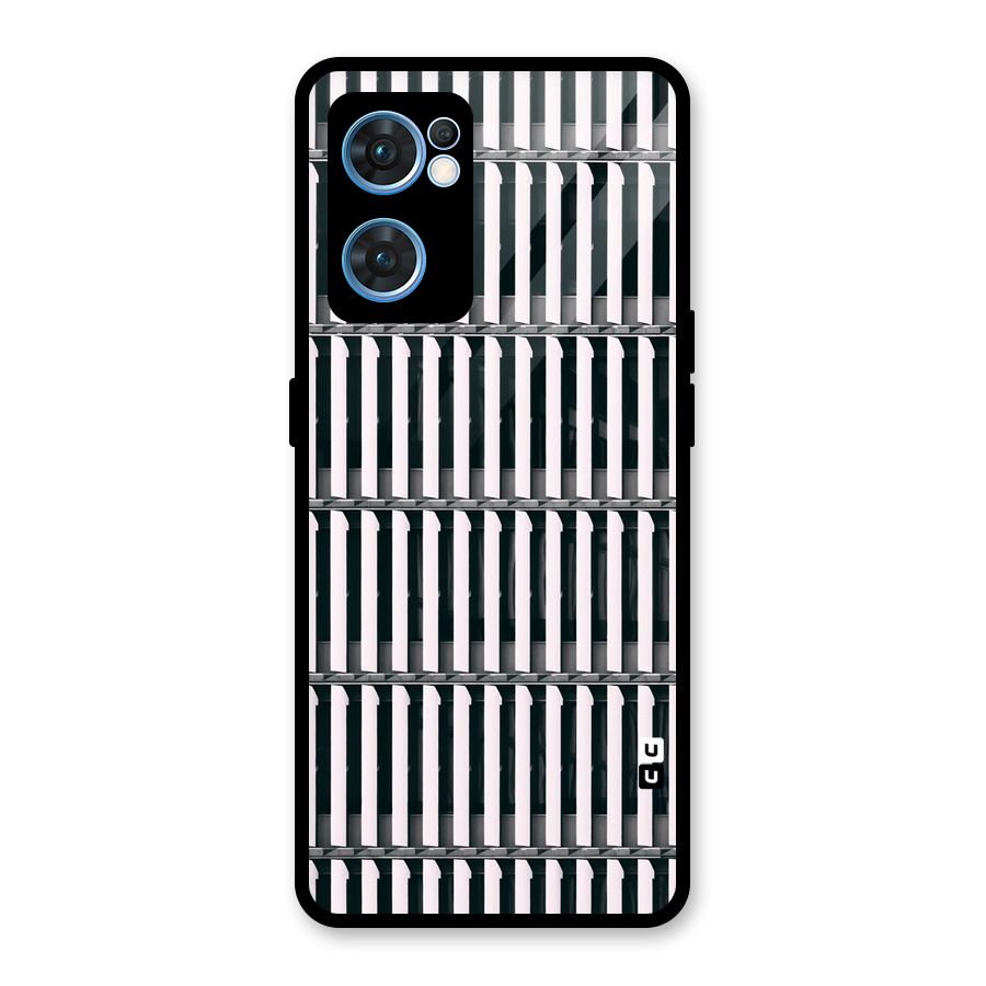 Dark Lines Pattern Glass Back Case for Oppo Reno7 5G