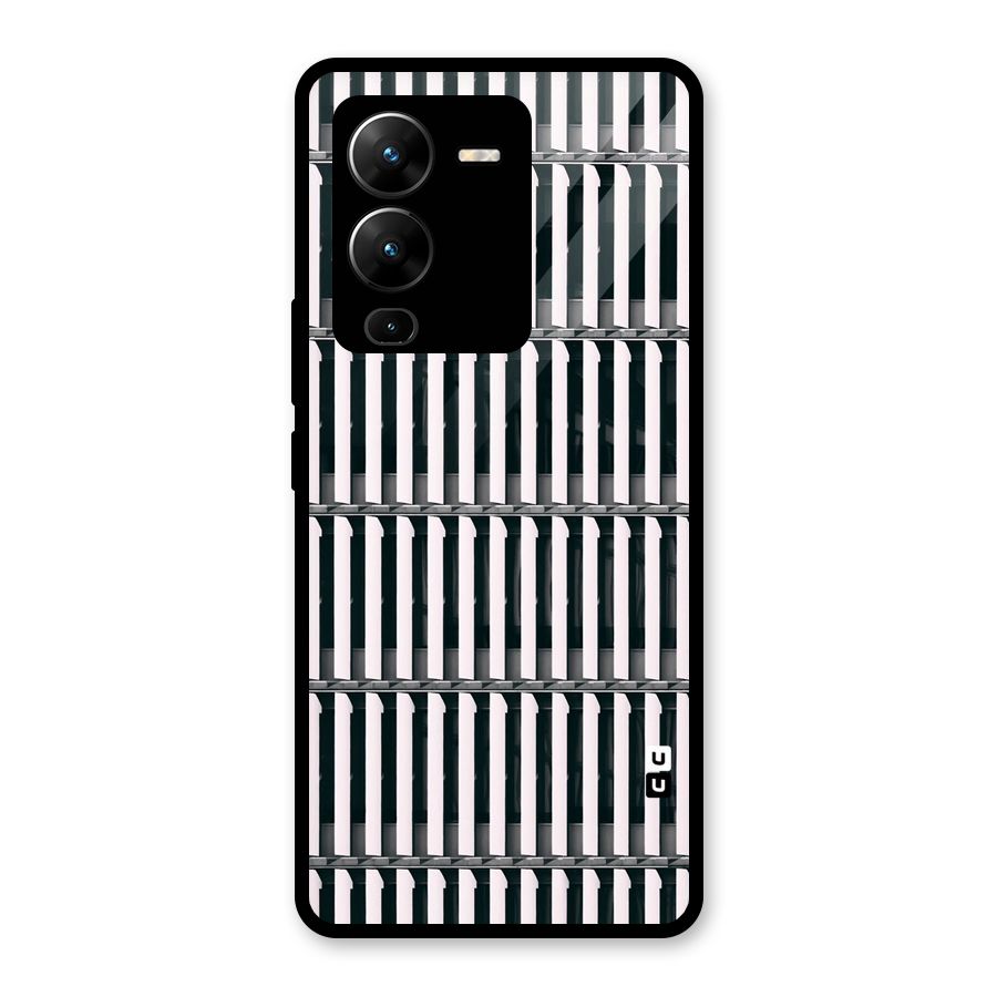 Dark Lines Pattern Glass Back Case for Vivo V25 Pro