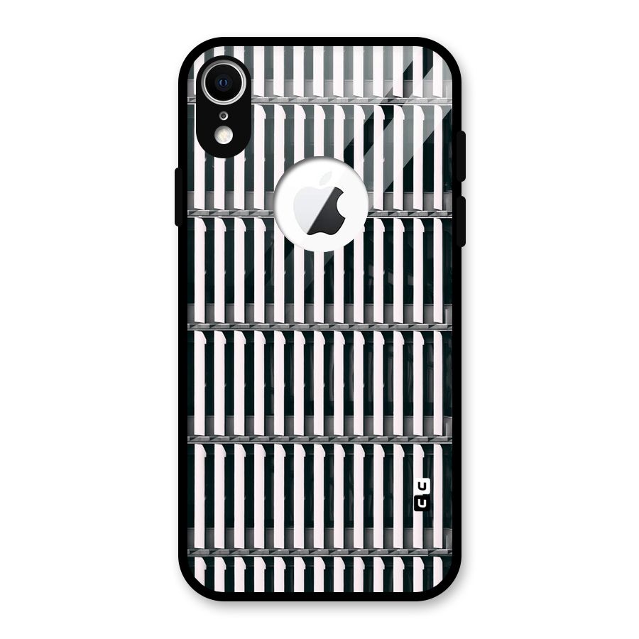 Dark Lines Pattern Glass Back Case for iPhone XR Logo Cut