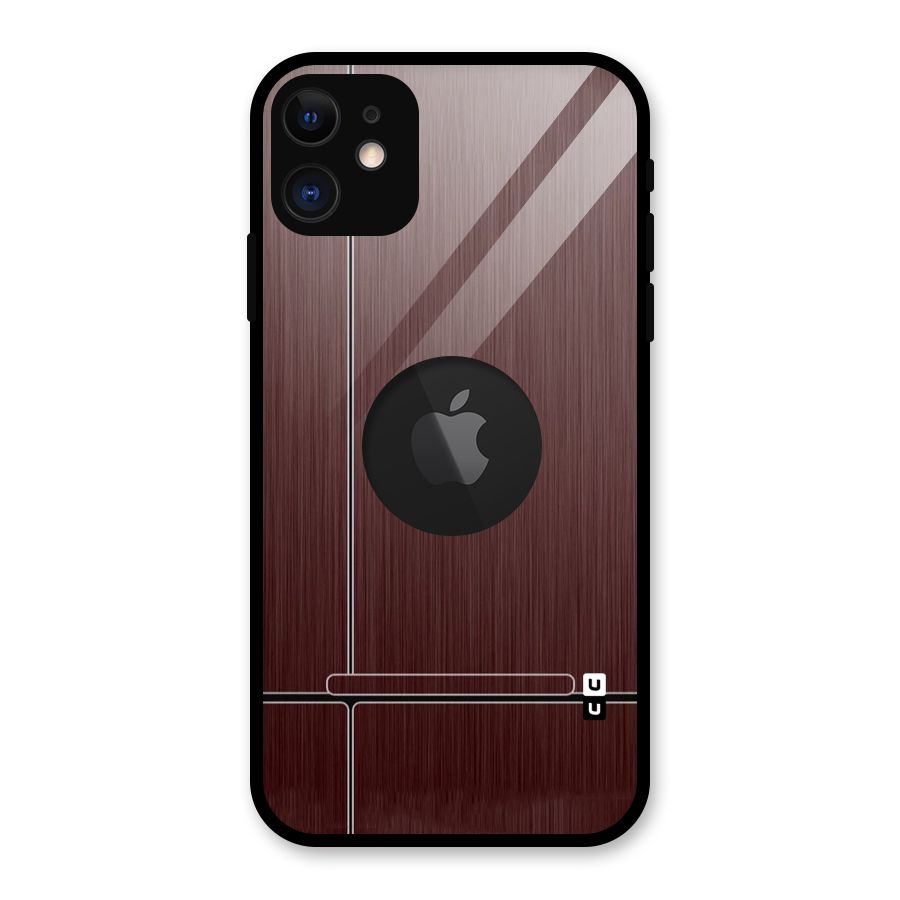 Dark Maroon Classic Design Glass Back Case for iPhone 11 Logo Cut