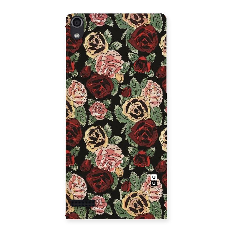 Dark Pastel Flowers Back Case for Ascend P6