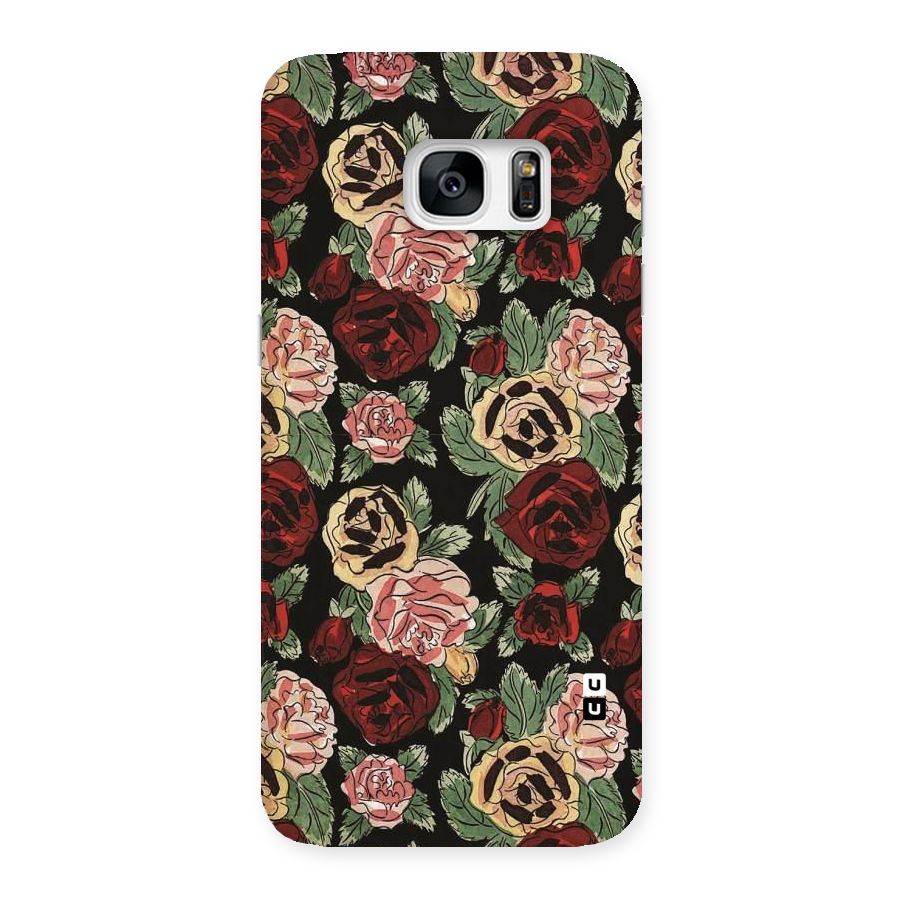 Dark Pastel Flowers Back Case for Galaxy S7 Edge