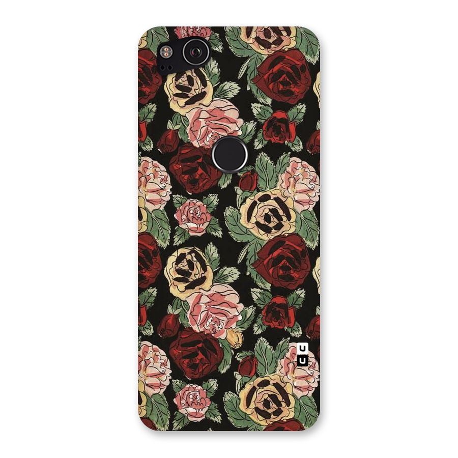 Dark Pastel Flowers Back Case for Google Pixel 2