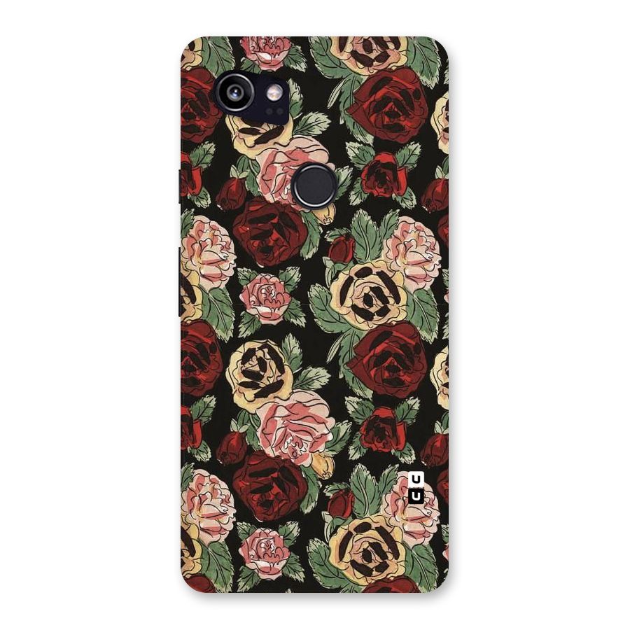 Dark Pastel Flowers Back Case for Google Pixel 2 XL