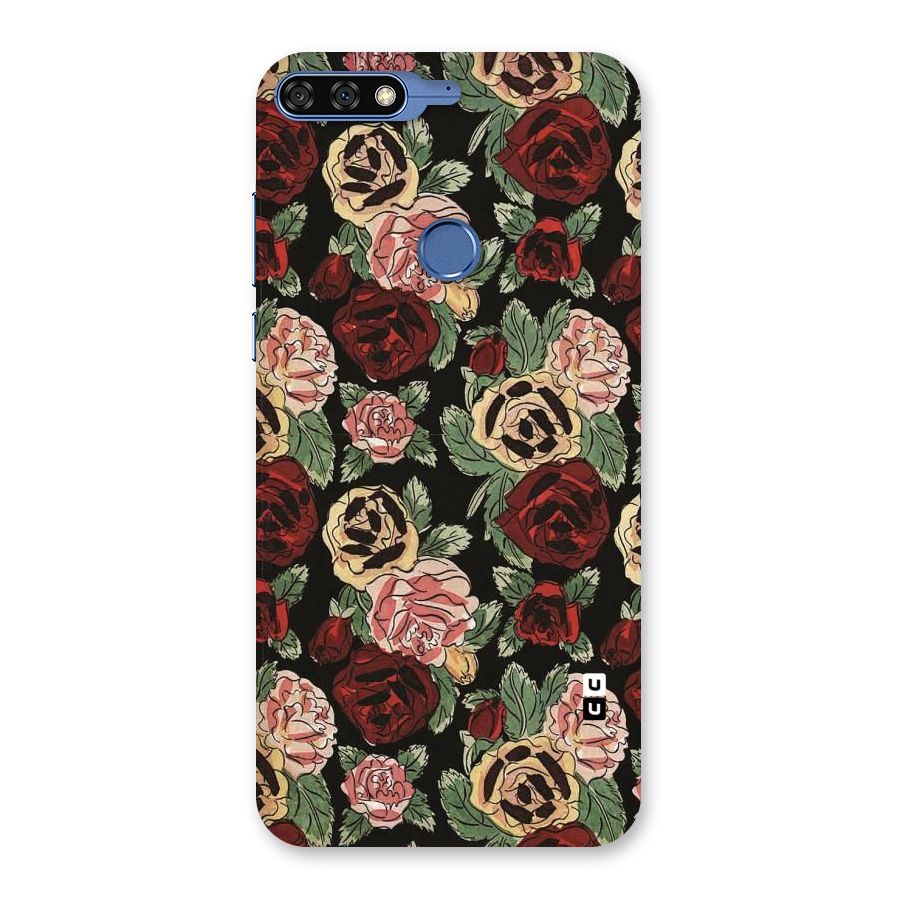 Dark Pastel Flowers Back Case for Honor 7C