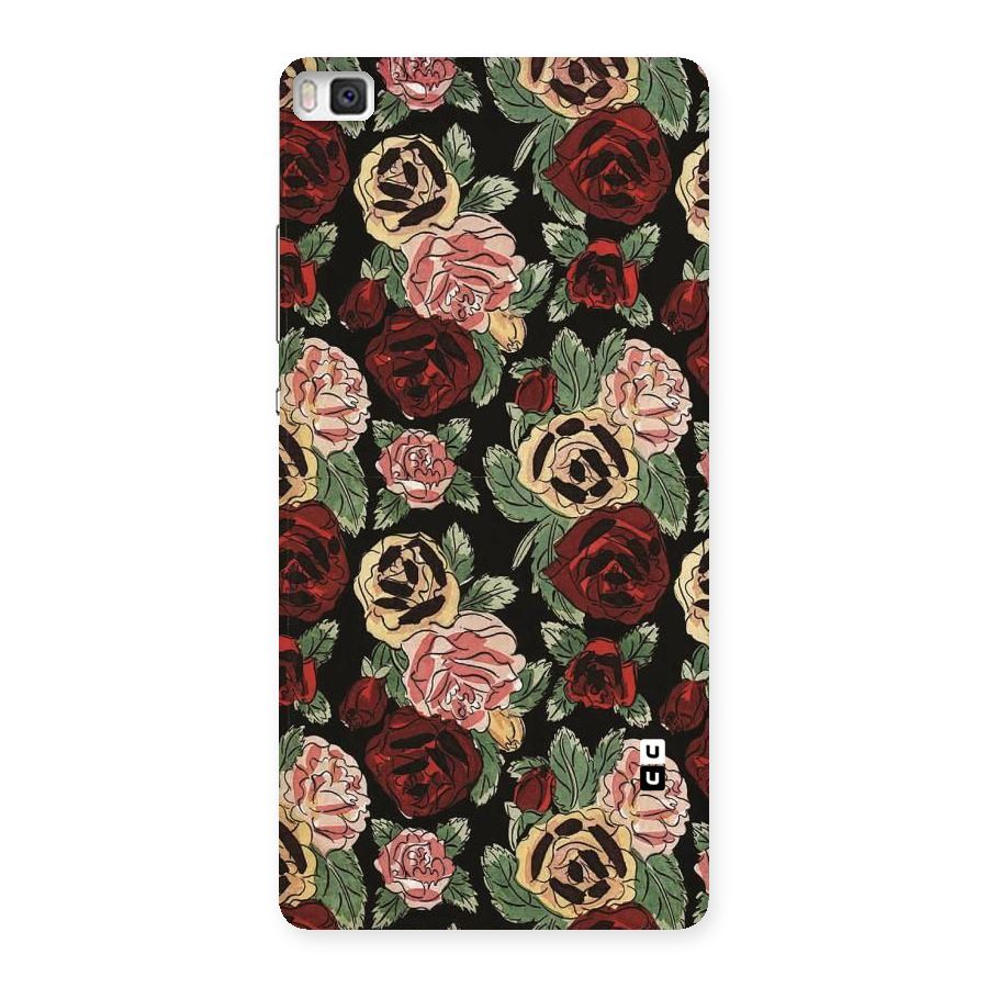 Dark Pastel Flowers Back Case for Huawei P8