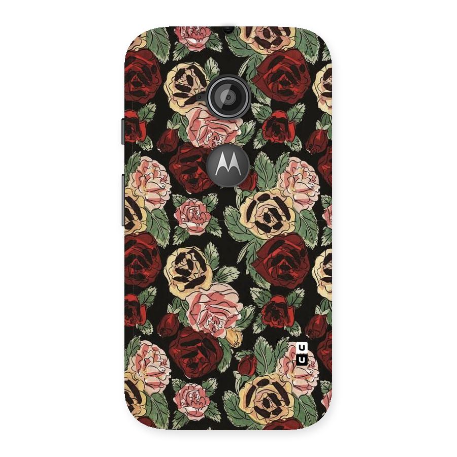 Dark Pastel Flowers Back Case for Moto E 2nd Gen