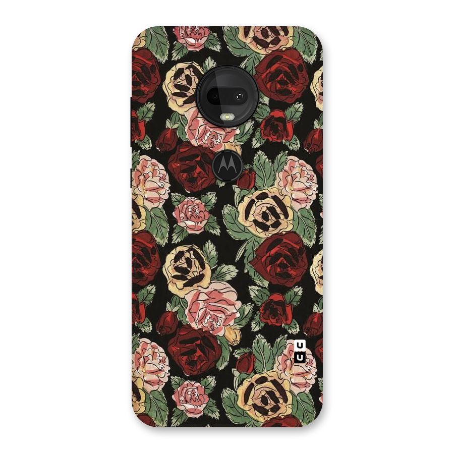 Dark Pastel Flowers Back Case for Moto G7