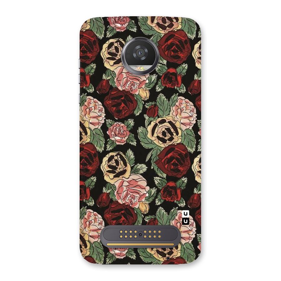 Dark Pastel Flowers Back Case for Moto Z2 Play