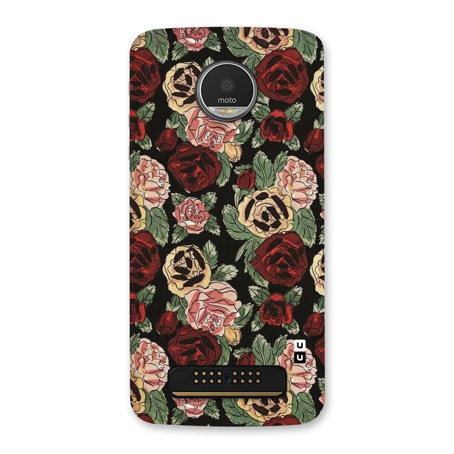 Dark Pastel Flowers Back Case for Moto Z Play