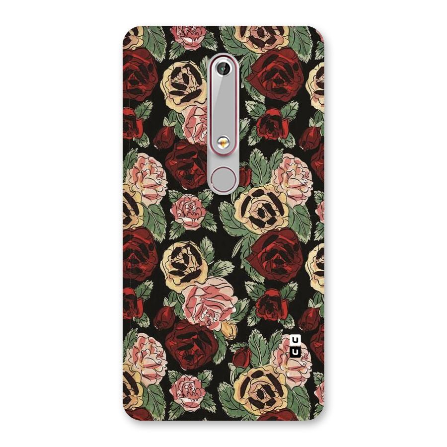 Dark Pastel Flowers Back Case for Nokia 6.1