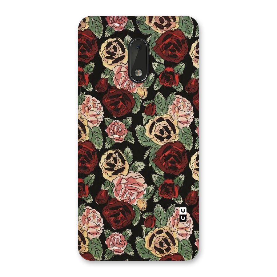 Dark Pastel Flowers Back Case for Nokia 6