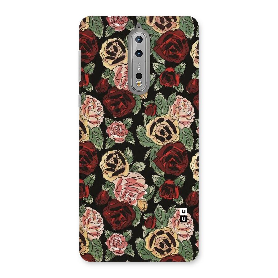 Dark Pastel Flowers Back Case for Nokia 8