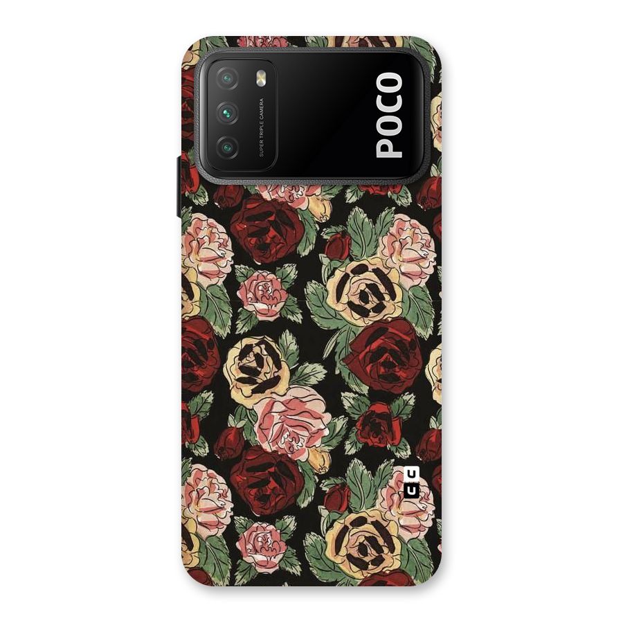 Dark Pastel Flowers Back Case for Poco M3