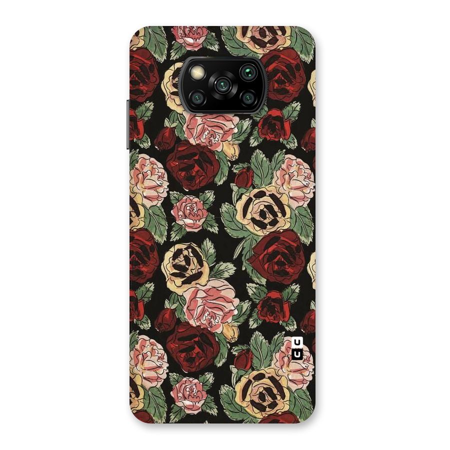 Dark Pastel Flowers Back Case for Poco X3