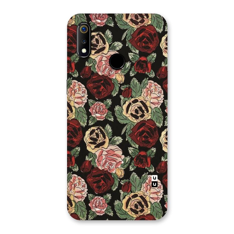 Dark Pastel Flowers Back Case for Realme 3