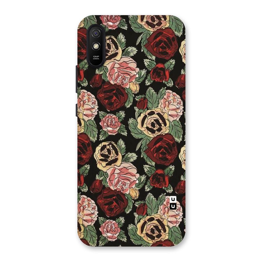 Dark Pastel Flowers Back Case for Redmi 9A