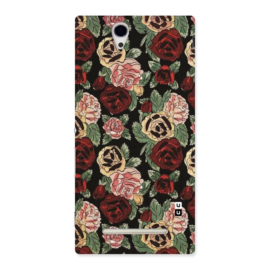 Dark Pastel Flowers Back Case for Sony Xperia C3