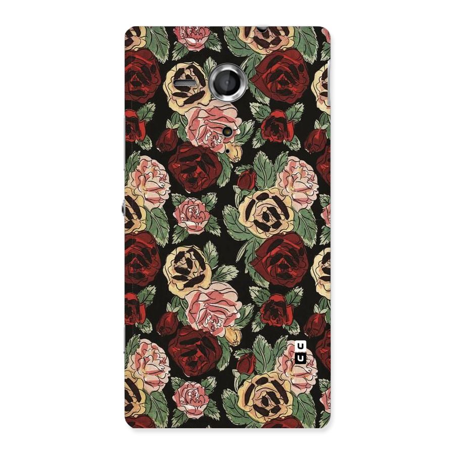 Dark Pastel Flowers Back Case for Sony Xperia SP