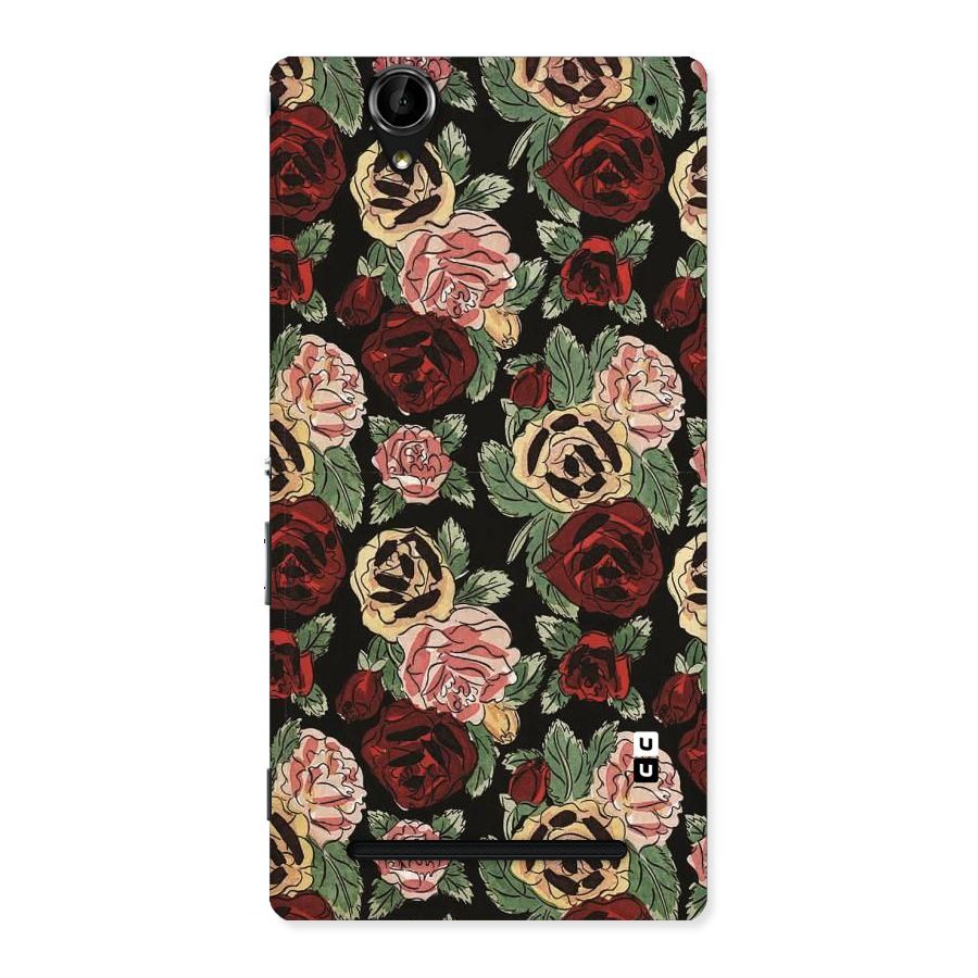 Dark Pastel Flowers Back Case for Sony Xperia T2