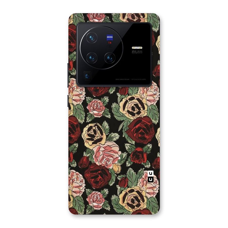 Dark Pastel Flowers Back Case for Vivo X80 Pro