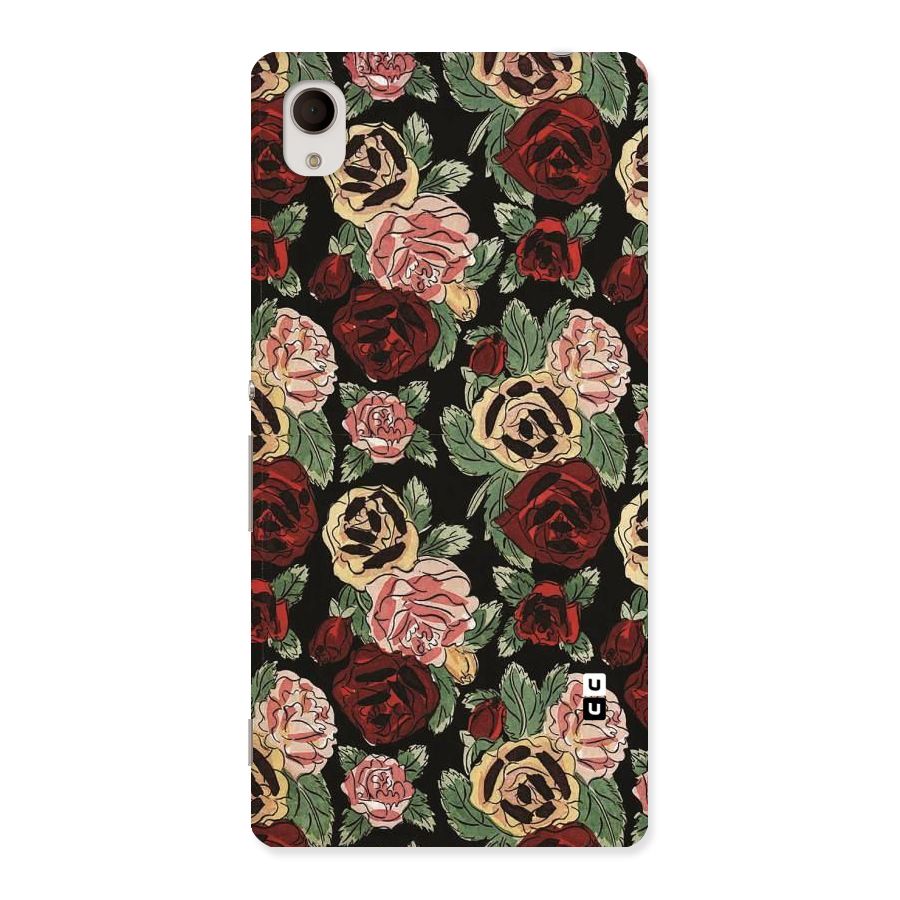 Dark Pastel Flowers Back Case for Xperia M4 Aqua