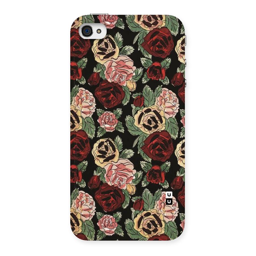 Dark Pastel Flowers Back Case for iPhone 4 4s