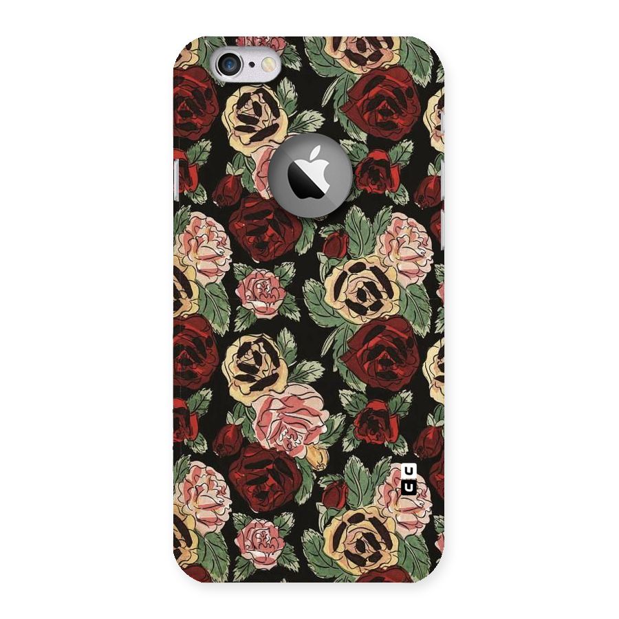 Dark Pastel Flowers Back Case for iPhone 6 Logo Cut