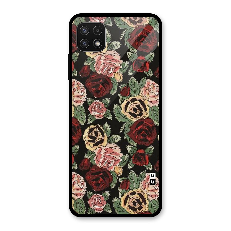 Dark Pastel Flowers Glass Back Case for Galaxy A22 5G