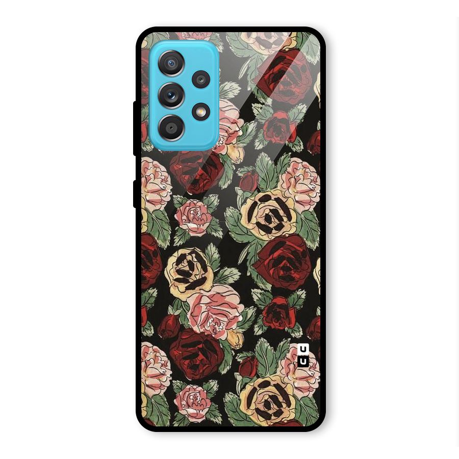 Dark Pastel Flowers Glass Back Case for Galaxy A52