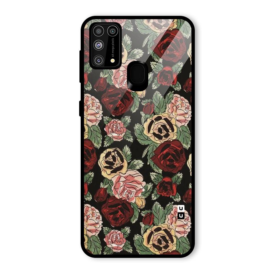 Dark Pastel Flowers Glass Back Case for Galaxy F41