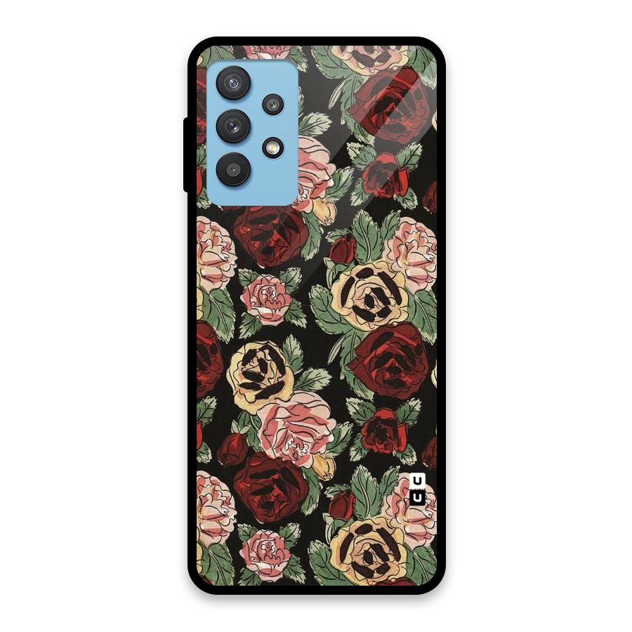 Dark Pastel Flowers Glass Back Case for Galaxy M32 5G