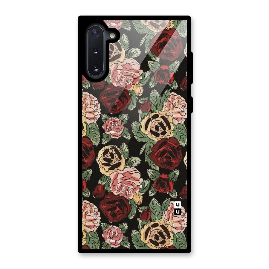 Dark Pastel Flowers Glass Back Case for Galaxy Note 10