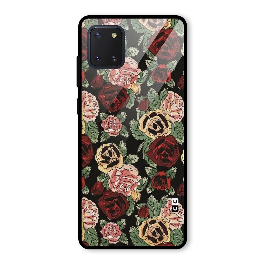 Dark Pastel Flowers Glass Back Case for Galaxy Note 10 Lite