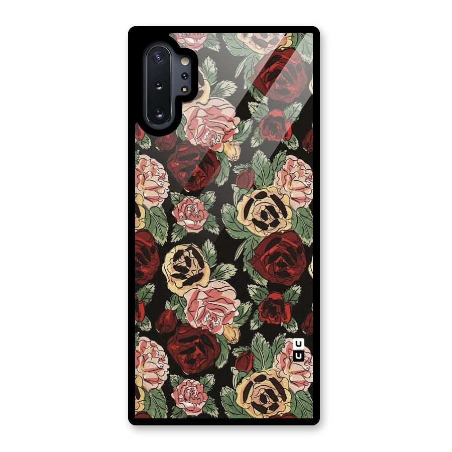 Dark Pastel Flowers Glass Back Case for Galaxy Note 10 Plus