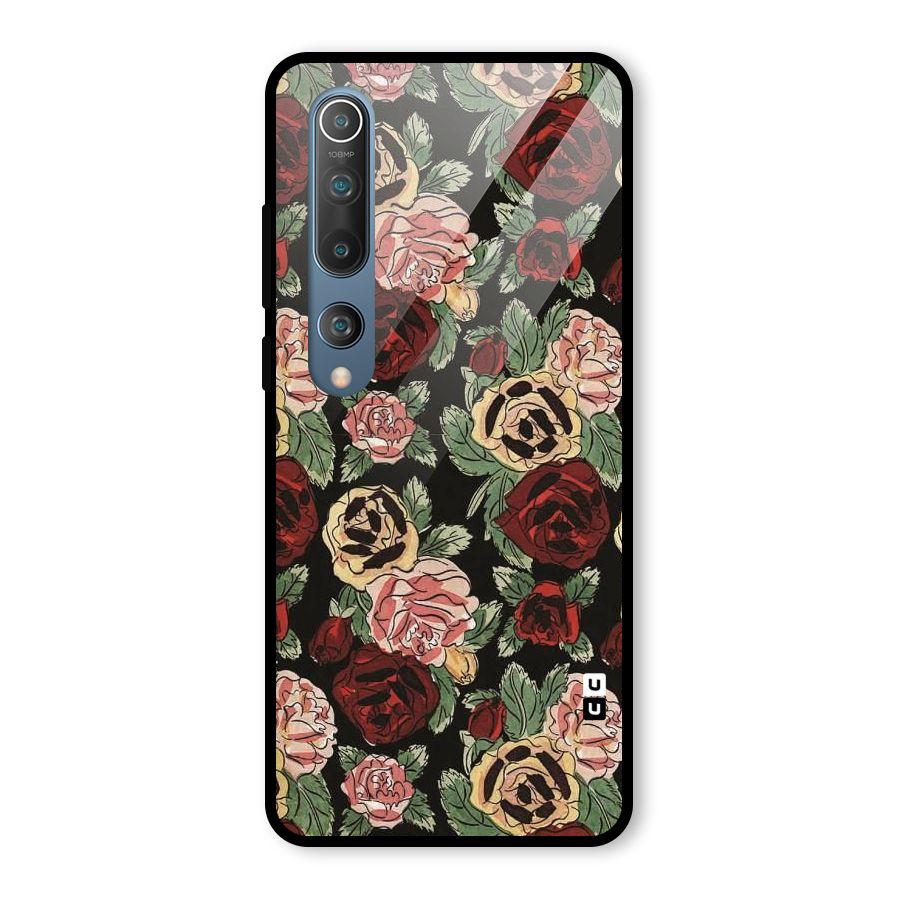 Dark Pastel Flowers Glass Back Case for Mi 10