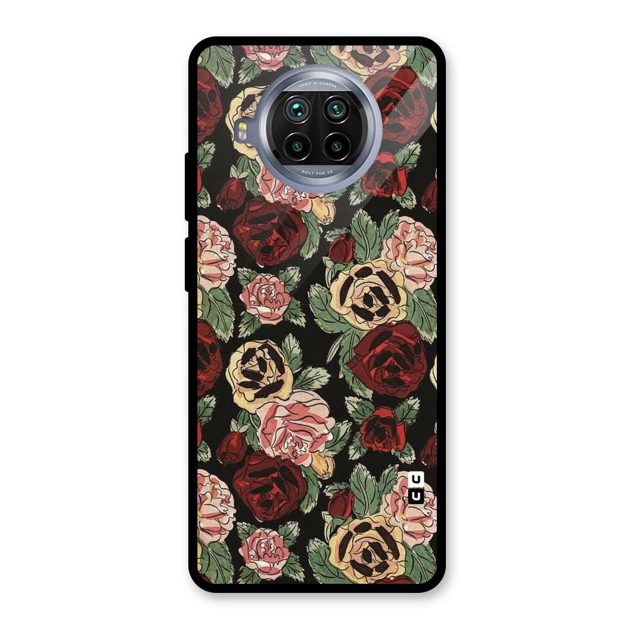 Dark Pastel Flowers Glass Back Case for Mi 10i