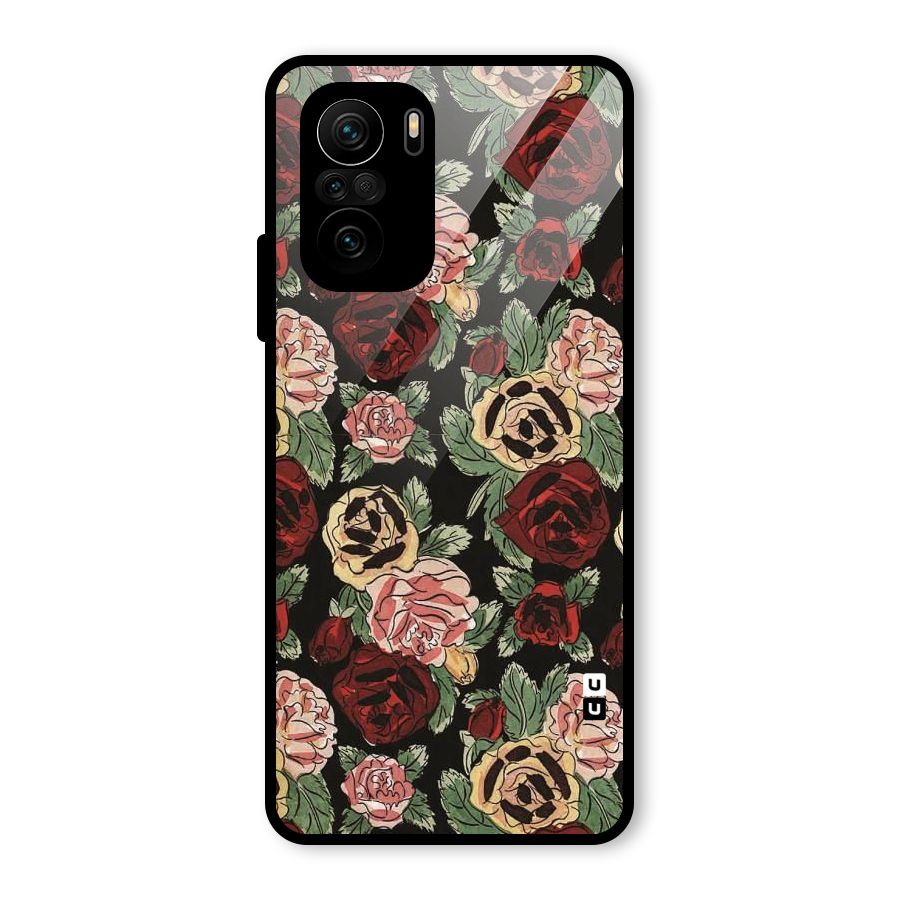 Dark Pastel Flowers Glass Back Case for Mi 11x