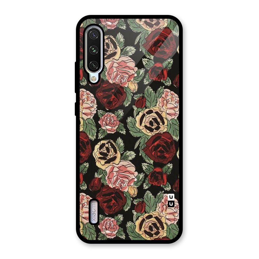 Dark Pastel Flowers Glass Back Case for Mi A3