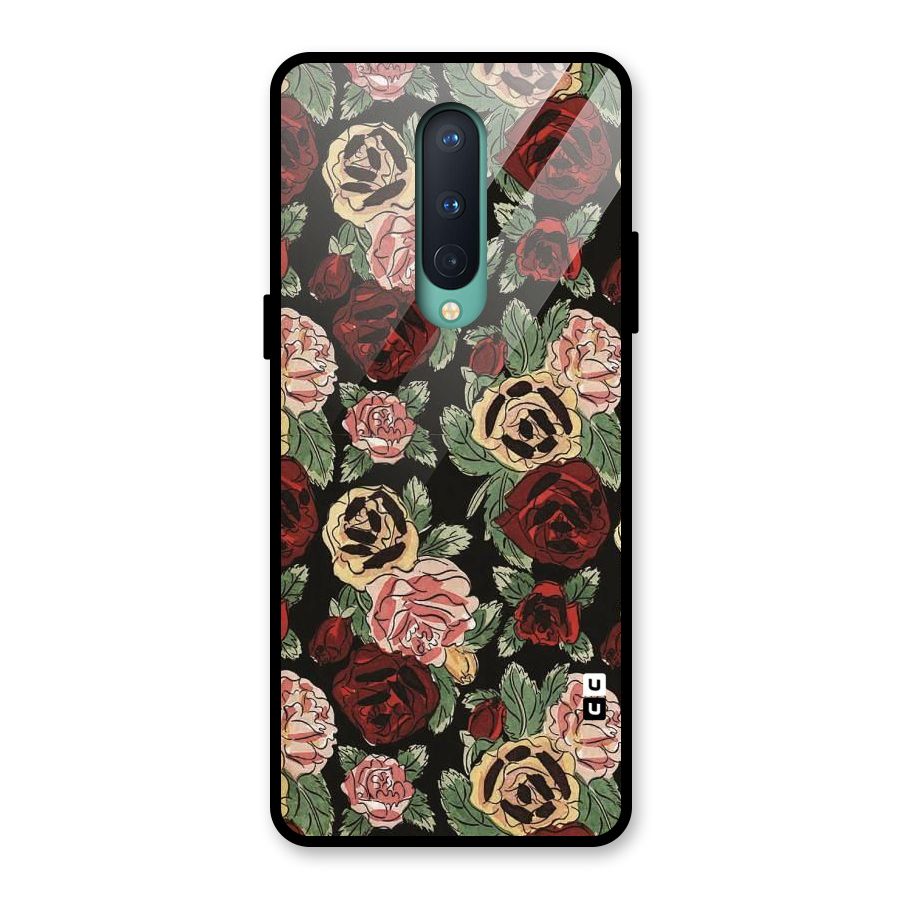 Dark Pastel Flowers Glass Back Case for OnePlus 8