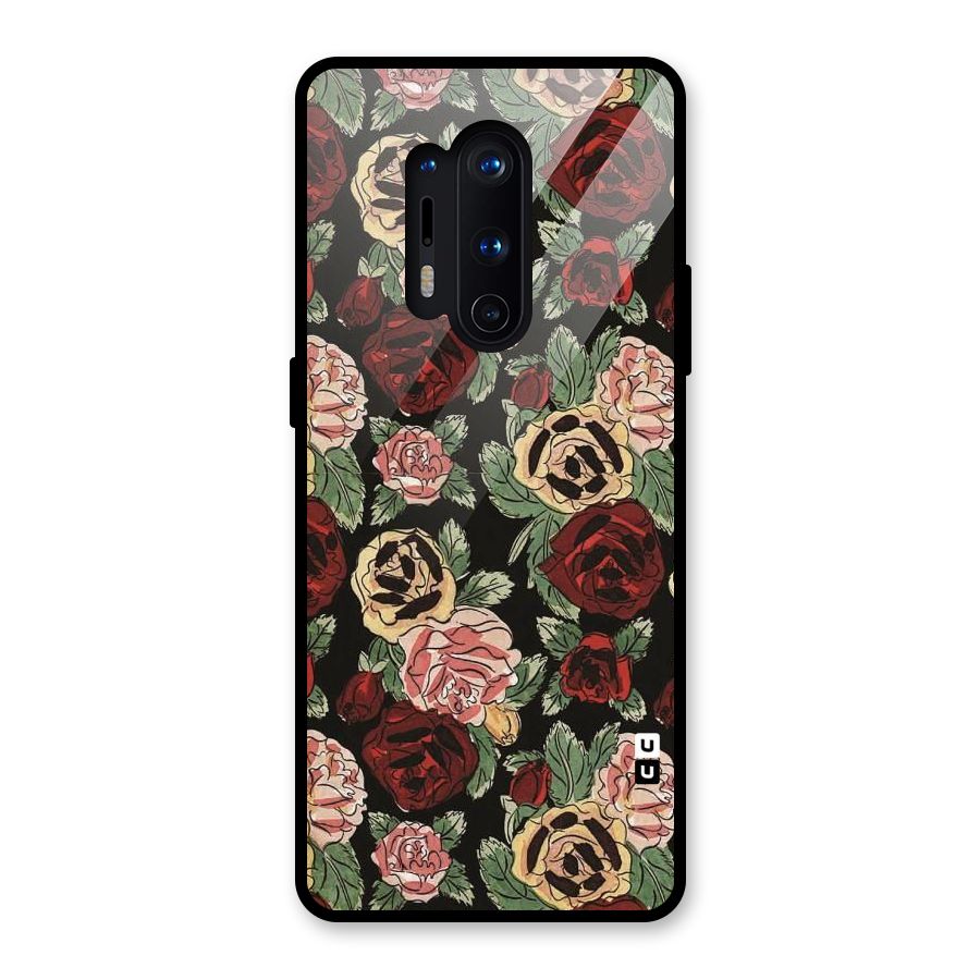 Dark Pastel Flowers Glass Back Case for OnePlus 8 Pro