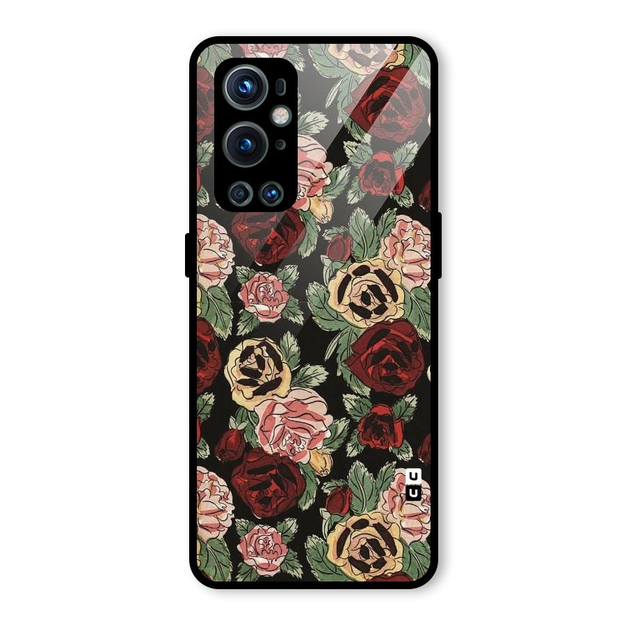 Dark Pastel Flowers Glass Back Case for OnePlus 9 Pro