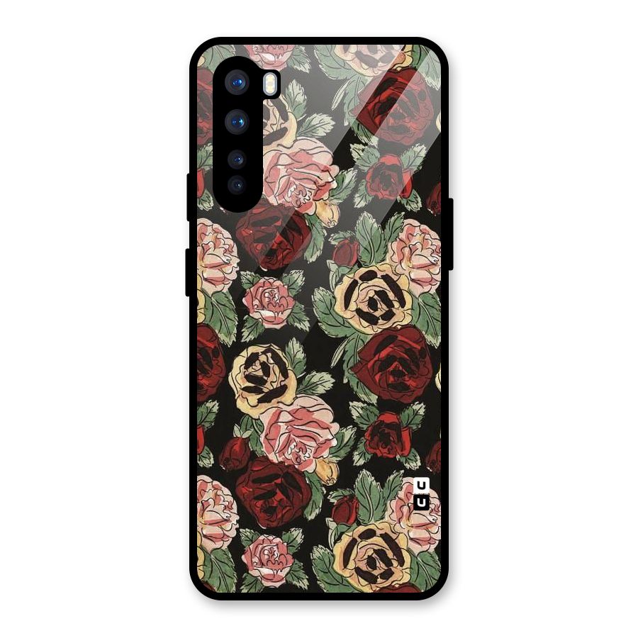 Dark Pastel Flowers Glass Back Case for OnePlus Nord