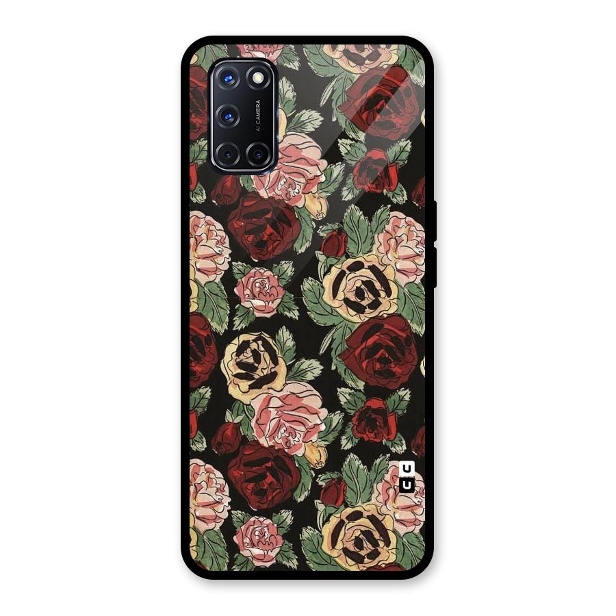 Dark Pastel Flowers Glass Back Case for Oppo A52