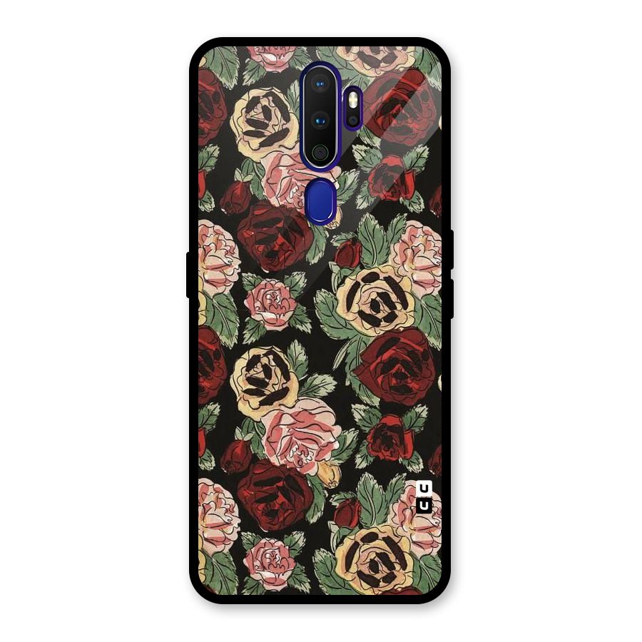Dark Pastel Flowers Glass Back Case for Oppo A9 (2020)