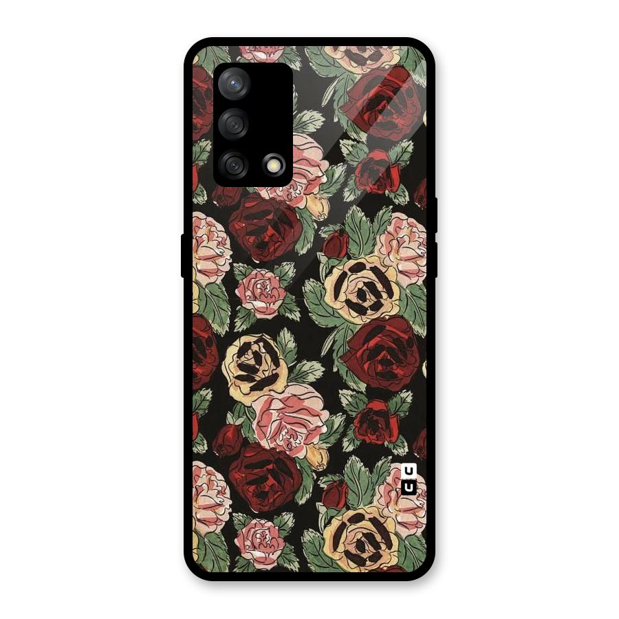 Dark Pastel Flowers Glass Back Case for Oppo F19