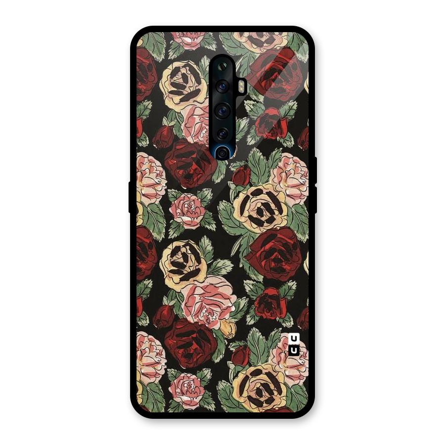Dark Pastel Flowers Glass Back Case for Oppo Reno2 Z