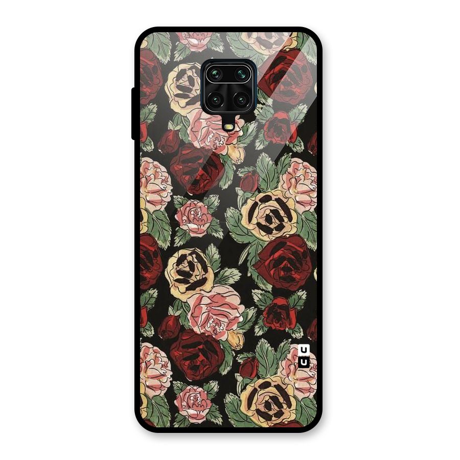 Dark Pastel Flowers Glass Back Case for Poco M2 Pro