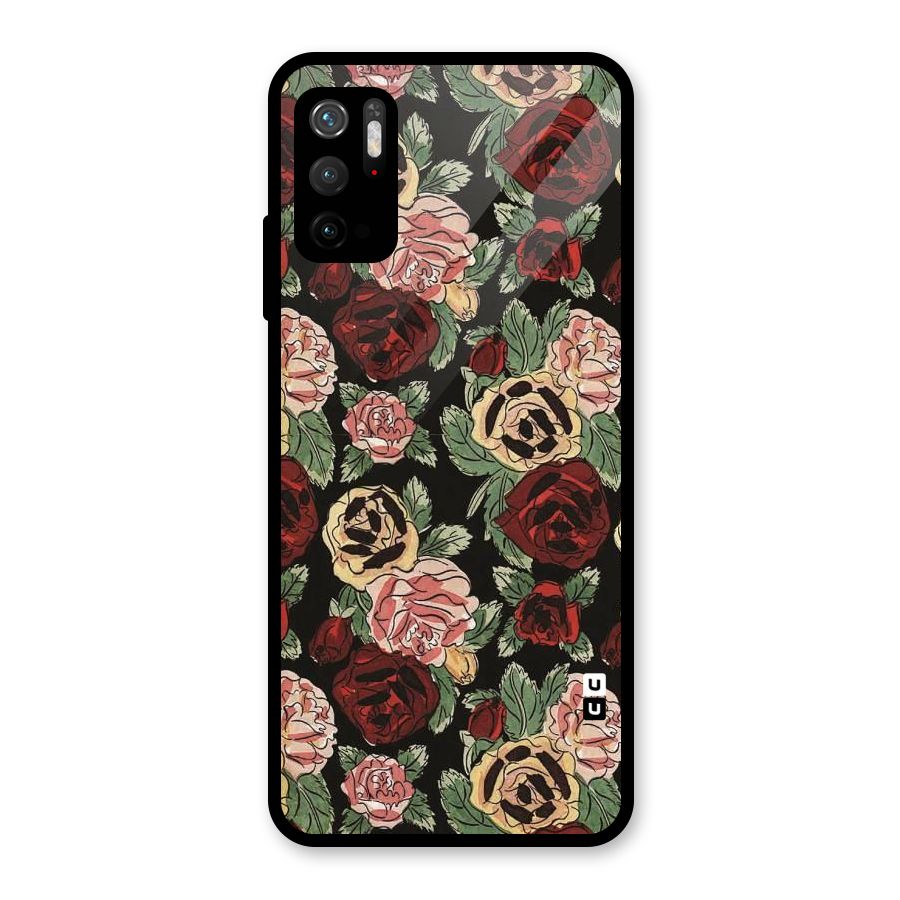 Dark Pastel Flowers Glass Back Case for Poco M3 Pro 5G